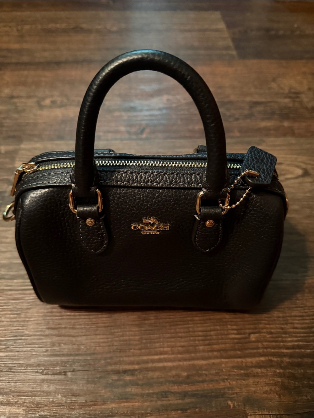 Coach Black Pebbled Leather Mini Satchel